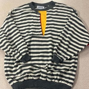 Vintage CRISSY EVANS Sweater Women’s Size Large Color Gray Yellow Red Y2K Retro